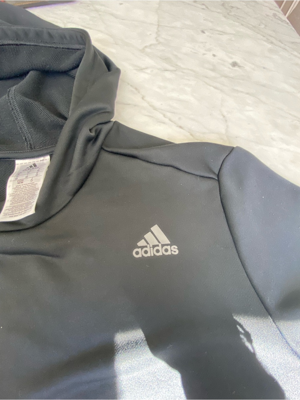 adidas Men’s Black Crewneck Hoodie with Kangaroo Pocket - Picture 5 of 8